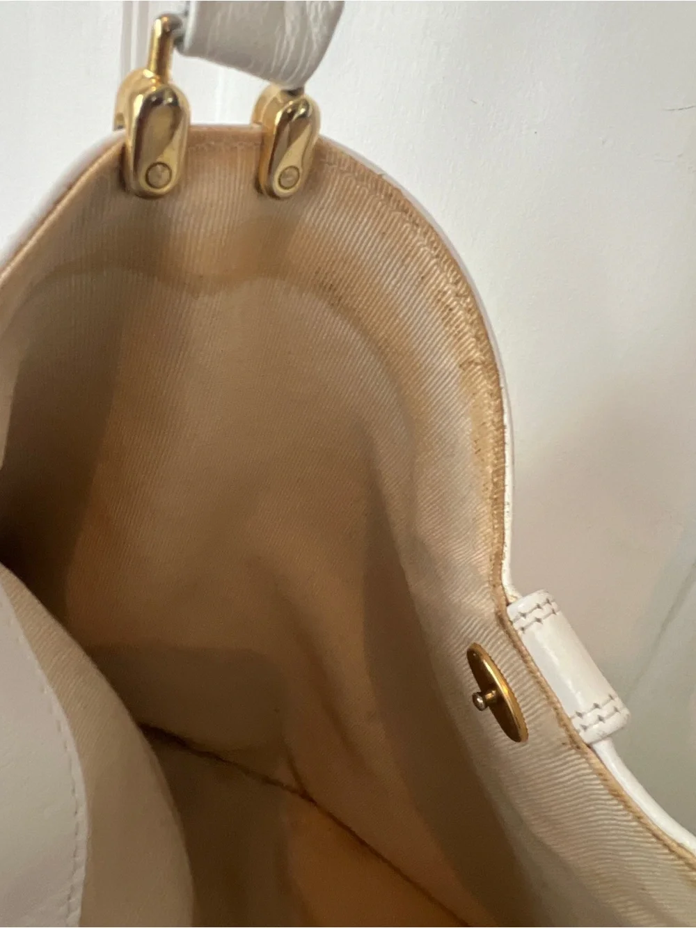 Vintage Palizzio New York White Leather Shoulder Tote Bag